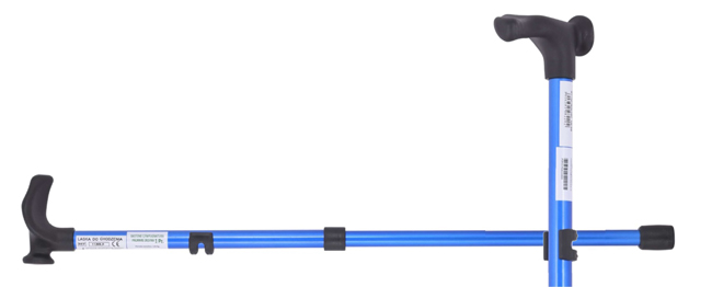 BASTONE CON IMPUGNATURA PALMARE SINISTRA CANNA IN LEGA GRIGIO+IMPUGNATURA NERO - Farmacia Mortise