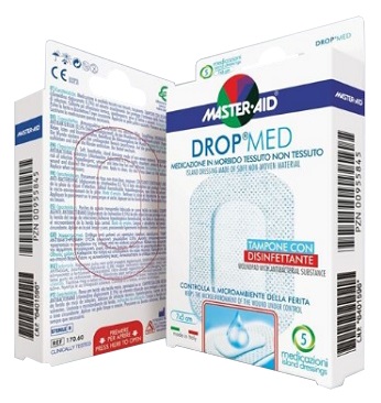 MEDICAZIONE COMPRESSA AUTOADESIVA DERMOATTIVA IPOALLERGENICA AERATA MASTER-AID DROP MED 10X12 5 PEZZI - Farmacia Mortise