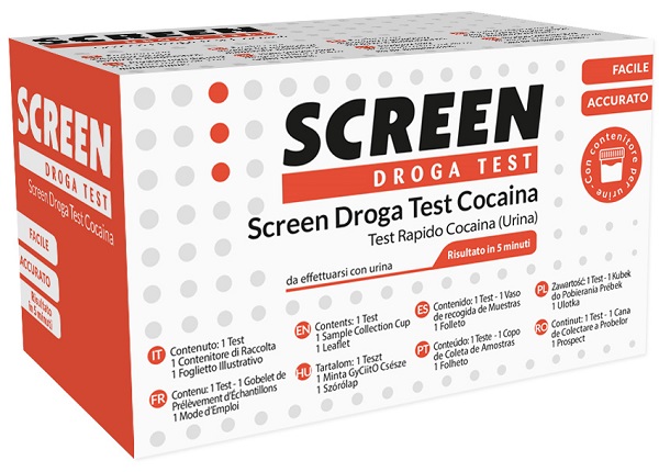 SCREEN DROGA TEST COCAINA TEST ANTIDROGA CON CONTENITORE URINA - Farmacia Mortise
