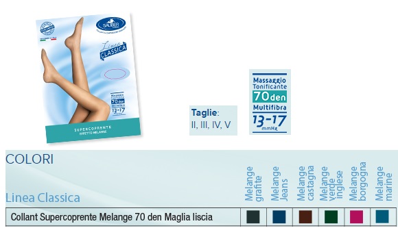 SAUBER COLLANT 70 DENARI SUPER COPRENTE MAGLIA LISCIA MELANGE GRAFITE 4 LINEA CLASSICA - Farmacia Mortise