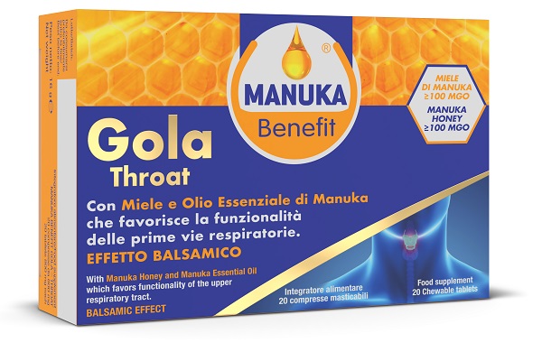 MANUKA BENEFIT GOLA THROAT 20 COMPRESSE MASTICABILI - Farmacia Mortise