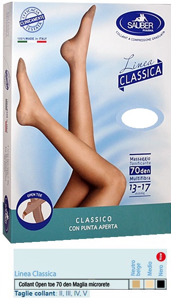 SAUBER COLLANT OPEN TOE MAGLIA MICRORETE 70 DEN COLORE NEUTRO BEIGE 3 LINEA CLASSICA - Farmacia Mortise