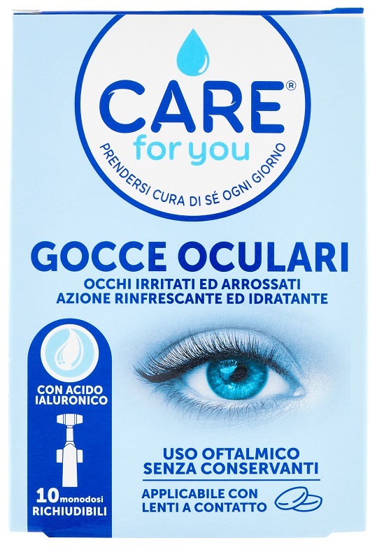 CARE FOR YOU GOCCE OCULARI OCCHI IRRITATI ARROSSATI 10 MONODOSE DA 0,5 ML - Farmacia Mortise