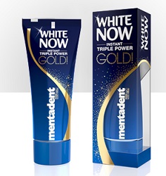 MENTADENT DENTIFRICIO WHITE NOW TRIPLE POWER GOLD 50 ML - Farmacia Mortise