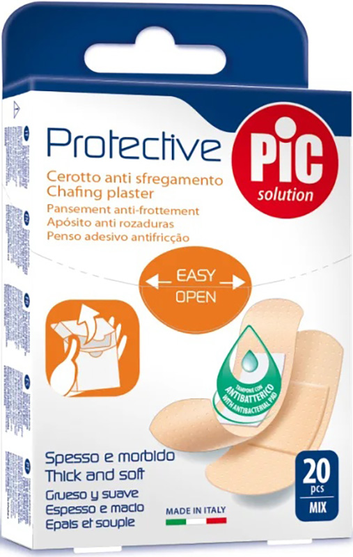 CEROTTO PIC PROTECTIVE MIX ANTIBATTERICO ANTISFREGAMENTO CON TAMPONE 20 PEZZI - Farmacia Mortise