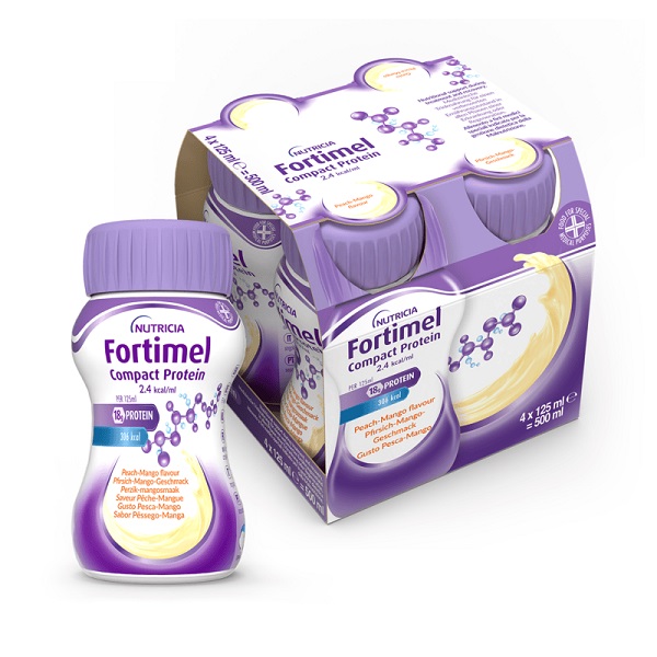 NUTRICIA FORTIMEL COMPACT PROTEIN GUSTO PESCA E MANGO 4 BOTTIGLIE DA 125 ML - Farmacia Mortise