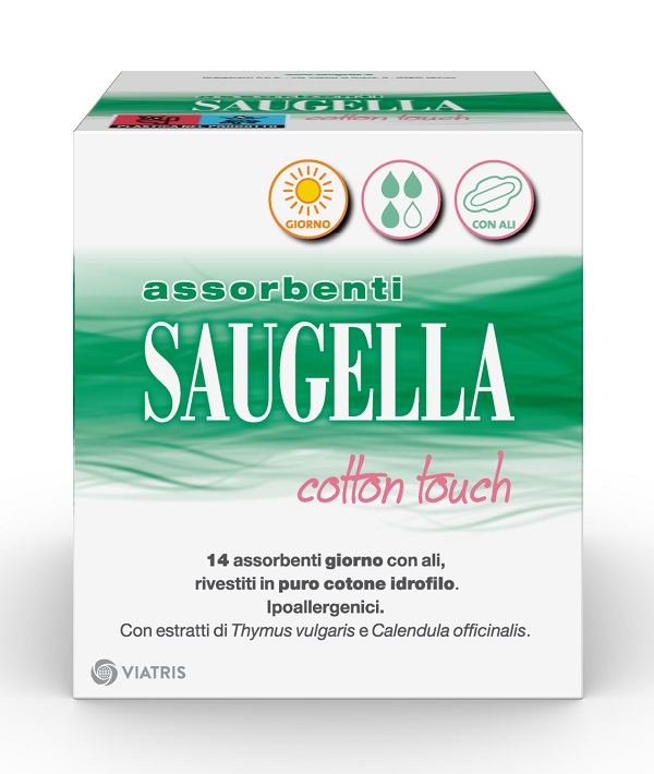 SAUGELLA COTTON TOUCH ASSORBENTI GIORNO CON ALI 14 PEZZI - Farmacia Mortise