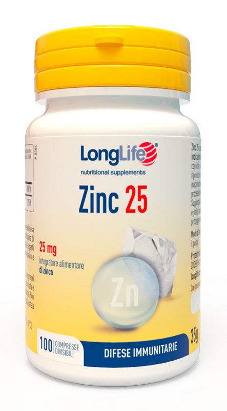 LONGLIFE ZINC 25 MG 100 COMPRESSE DIVISIBILI - Farmacia Mortise