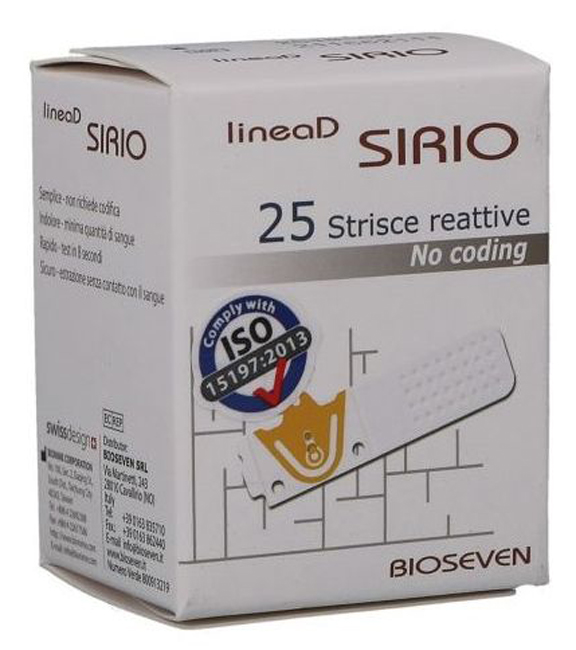 STRISCE MISURAZIONE GLICEMIA LINEA D SIRIO 25 PEZZI - Farmacia Mortise