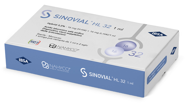 SIRINGA INTRA-ARTICOLARE SINOVIAL HL 32 ACIDO IALURONICO SALE SODICO 16MG H-HA + 16MG H-LA/1ML + AGO 22 GAUGE + AGO 29 GAUGE - Farmacia Mortise