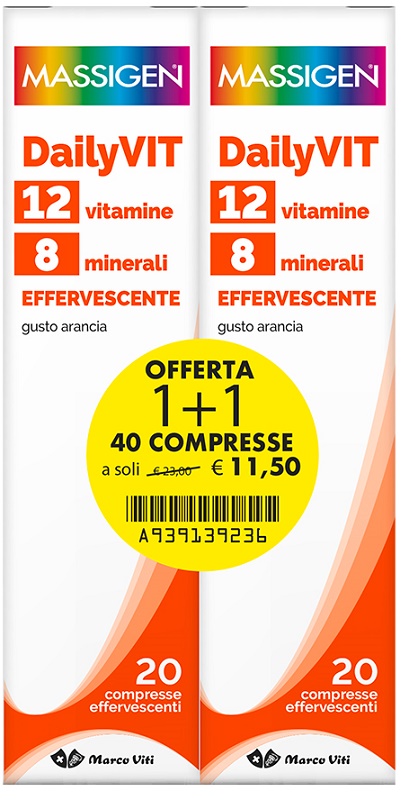 MASSIGEN DAILYVIT EFFERVESCENTE 20+20 COMPRESSE - Farmacia Mortise