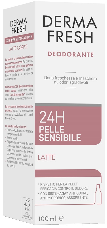 DERMAFRESH 24H PELLE SENSIBILE LATTE 100 ML - Farmacia Mortise