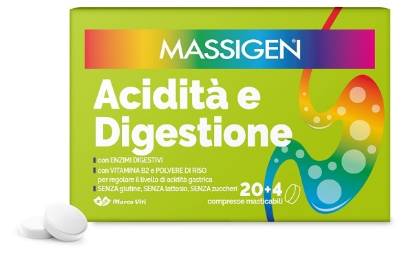 MASSIGEN ACIDITA' E DIGESTIONE 24 COMPRESSE MASTICABILI - Farmacia Mortise