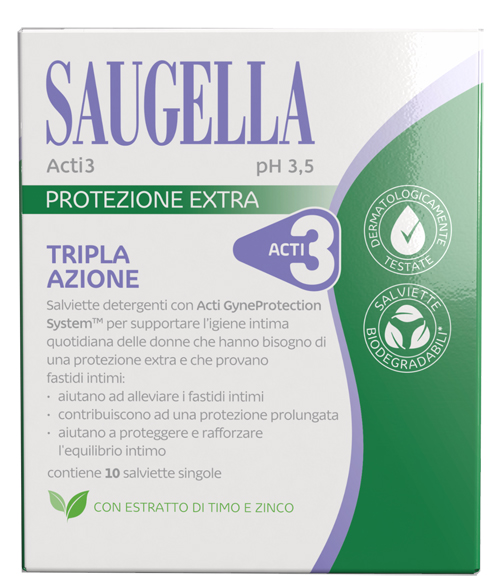 SAUGELLA ACTI3 SALVIETTINE 10 PEZZI - Farmacia Mortise