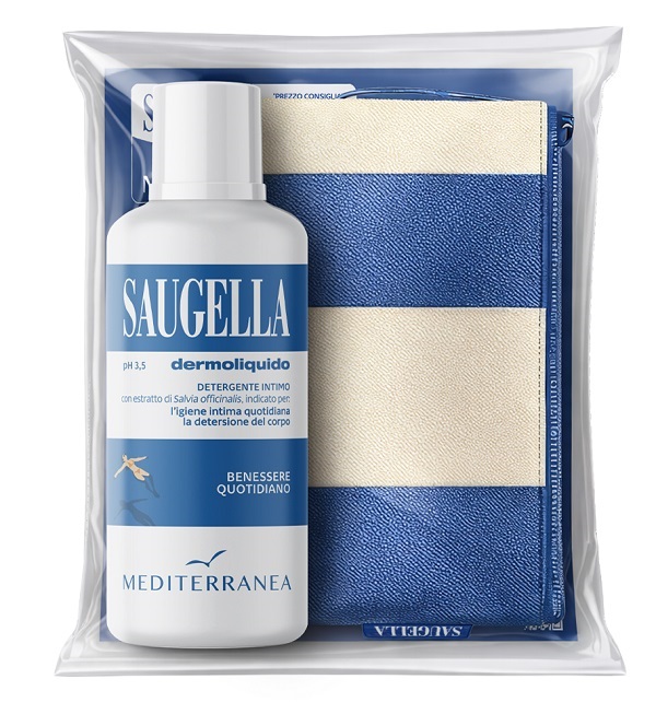 SAUGELLA MEDITERRANEA BUNDLE DERMOLIQUIDO 500 ML + GADGET POCHETTE - Farmacia Mortise