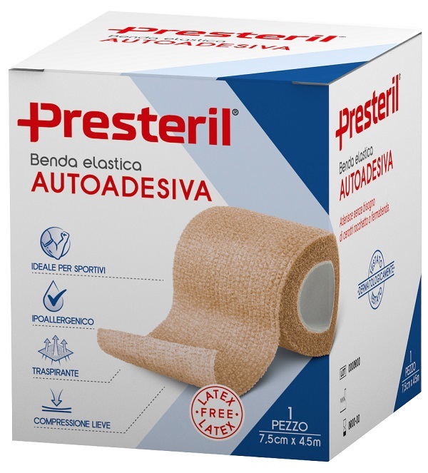BENDA ELASTICA AUTOADESIVA LATEX FREE PRESTERIL CM 7,5X4,5 M TESI SKIN - Farmacia Mortise