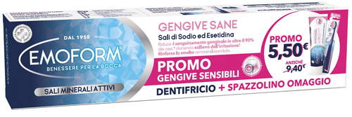 EMOFORM GENGIVE SANE DENTIFRICIO 100 ML + SPAZZOLINO EXTRA MORBIDO IN OMAGGIO - Farmacia Mortise