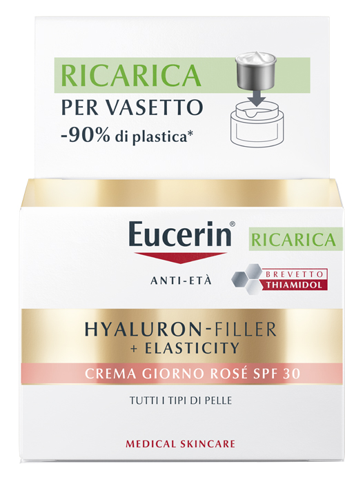 EUCERIN HYALURON-FILLER + ELASTICITY CREMA GIORNO ROSE' SPF30 RICARICA 50 ML - Farmacia Mortise