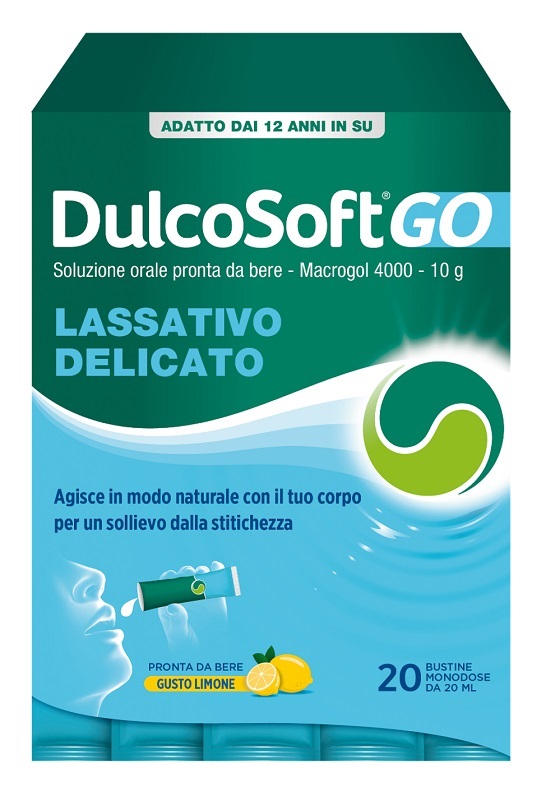 DULCOSOFT GO 20 BUSTINE DA 20 ML GUSTO LIMONE SENZA ZUCCHERO SENZA GLUTINE SENZA LATTOSIO - Farmacia Mortise