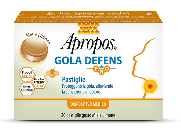 APROPOS GOLA DEFENS PRO 20 PASTIGLIE MIELE LIMONE - Farmacia Mortise