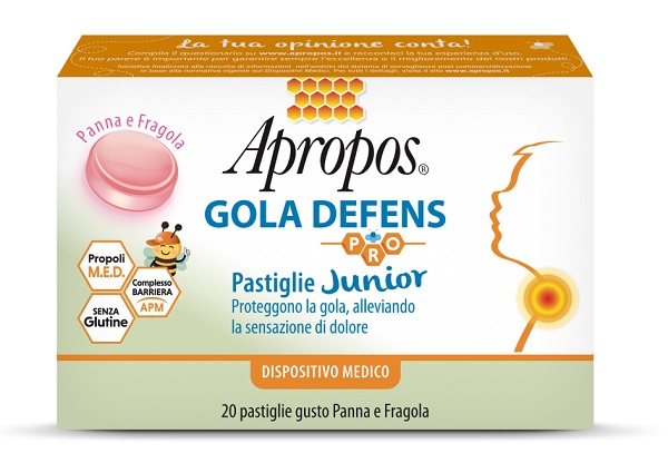 APROPOS GOLA DEFENS PRO 20 PASTIGLIE JUNIOR PANNA FRAGOLA - Farmacia Mortise