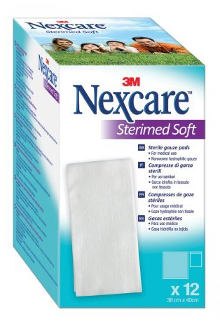 GARZA COMPRESSA STERILE NEXCARE STERIMED SOFT 18X40 CM MUL TILINGUAL 12 PEZZI - Farmacia Mortise