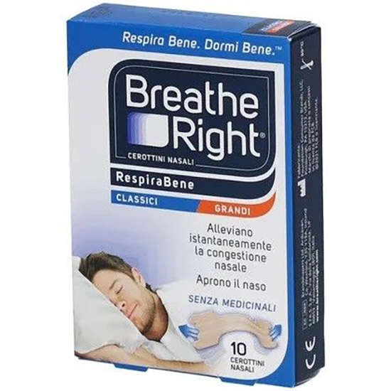 CEROTTI NASALI BREATHE RIGHT CLASSICI GRANDI 10 PEZZI - Farmacia Mortise