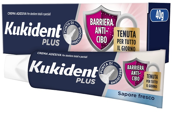 KUKIDENT PLUS BARRIERA ANTI-CIBO FRESCO CREMA ADESIVA DENTIERE 40 G - Farmacia Mortise