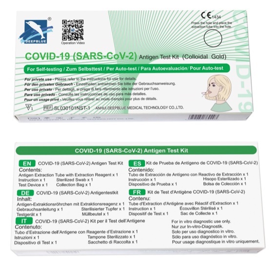 TEST ANTIGENICO RAPIDO COVID-19 DEEPBLUE AUTODIAGNOSTICO DETERMINAZIONE QUALITATIVA ANTIGENI SARS-COV-2 IN TAMPONI NASALI MEDIANTE IMMUNOCROMATOGRAFIA - Farmacia Mortise