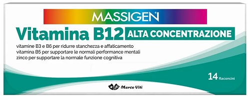 MASSIGEN VITAMINA B12 ALTA CONCENTRAZIONE 14 FLACONCINI - Farmacia Mortise
