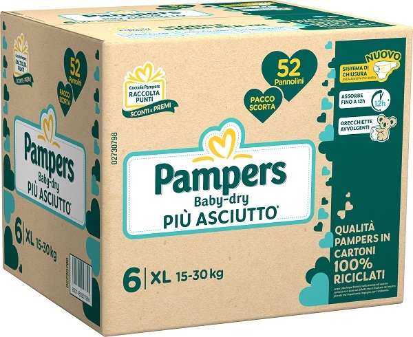 PAMPERS BABY DRY QUADRI PANNOLINO DOWNCOUNT XL 52 PEZZI - Farmacia Mortise