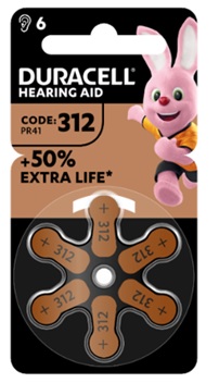DURACELL EASY TAB 312 MARRONE BATTERIA PER APPARECCHIO ACUSTICO 6 PEZZI - Farmacia Mortise