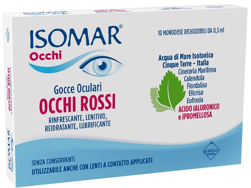 ISOMAR OCCHI ROSSI GOCCE OCULARI ACIDO IALURONICO 0,20% 10 FLACONCINI - Farmacia Mortise