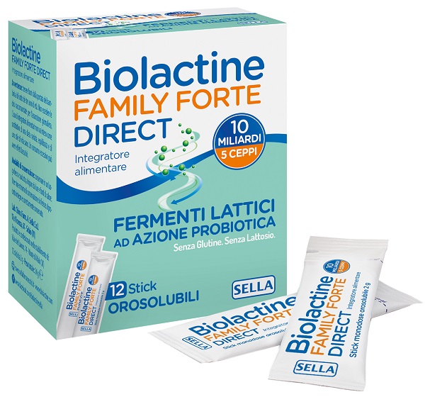 BIOLACTINE FAMILY FORTE DIRECT 10 MILIARDI 12 STICK OROSOLUBILI - Farmacia Mortise