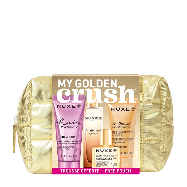 NUXE TROUSSE PRODIGIEUX 2026 1 WASH HAIR PRODIGIEUSE 30 ML + 1 HUILE PRODIGIEUSE 10 ML + 1 PRODIGEUX LE PARFUM 15 ML + 1 SHOWER GEL PROGIGEUX 30 ML - Farmacia Mortise