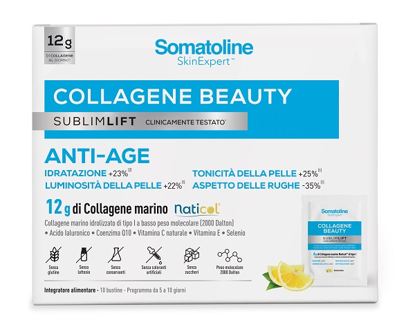 SOMATOLINE COLLAGENE BEAUTY SUBLIMLIFT 10 BUSTINE GUSTO LIMONE SENZA GLUTINE SENZA LATTOSIO - Farmacia Mortise