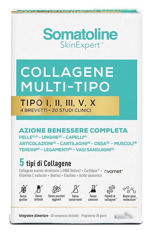 SOMATOLINE COLLAGENE MULTI TIPO 40 COMPRESSE 1025 MG SENZA GLUTINE SENZA LATTOSIO - Farmacia Mortise