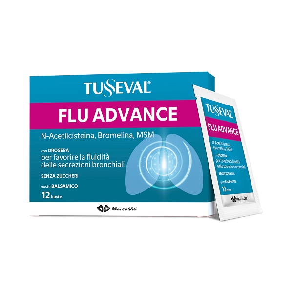 TUSSEVAL FLU ADVANCE 12 BUSTE MONODOSE DA 4 G GUSTO BALSAMICO SENZA ZUCCHERI CON EDULCORANTI SENZA GLUTINE SENZA LATTOSIO - Farmacia Mortise