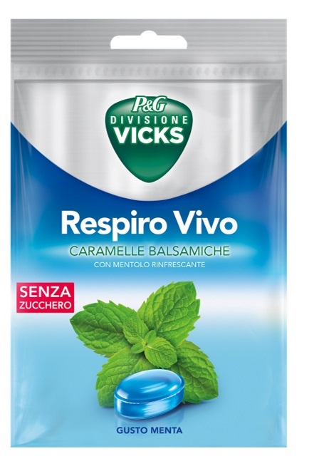 VICKS RESPIRO VIVO CARAMELLE BALSAMICHE MENTA 72 G CON EDULCORANTI - Farmacia Mortise